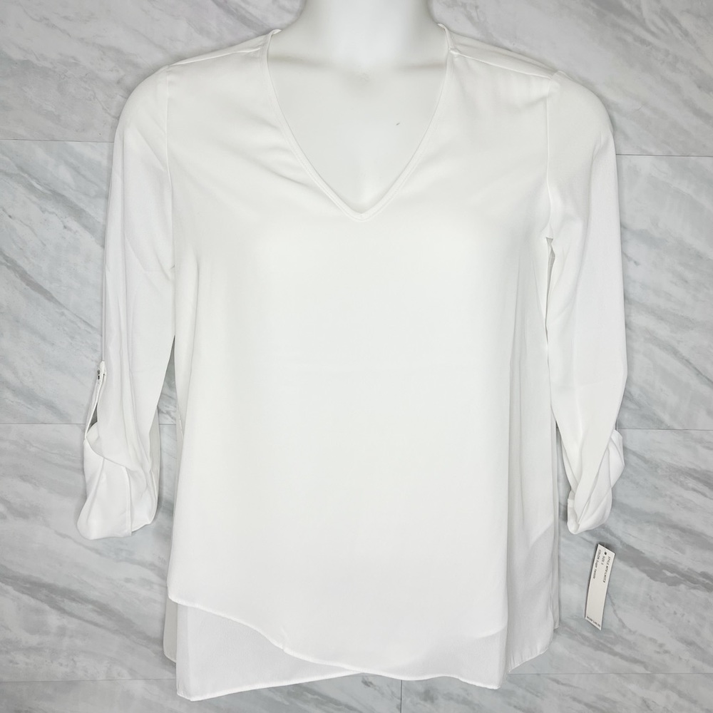 Zac & Rachel Asymmetrical White Blouse Small NWT